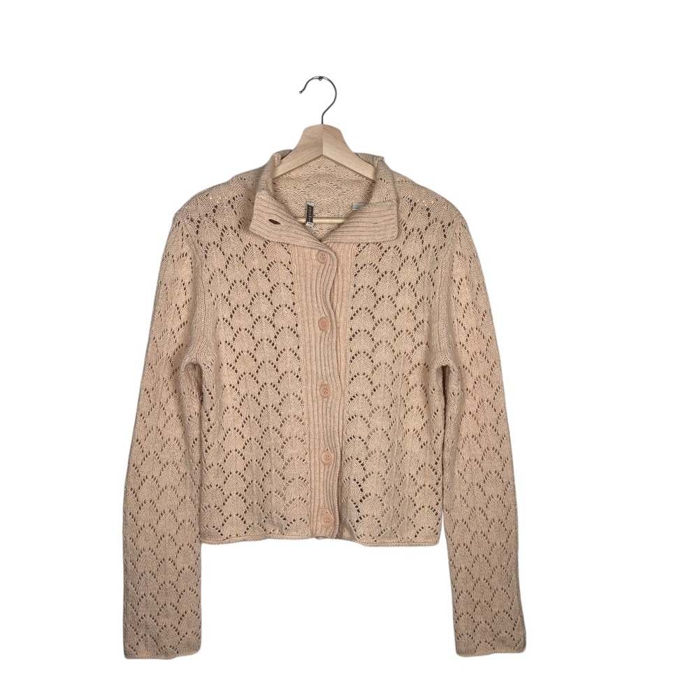 Y2K Halogen Cardigan Sweater Peach Knit‎ Size L